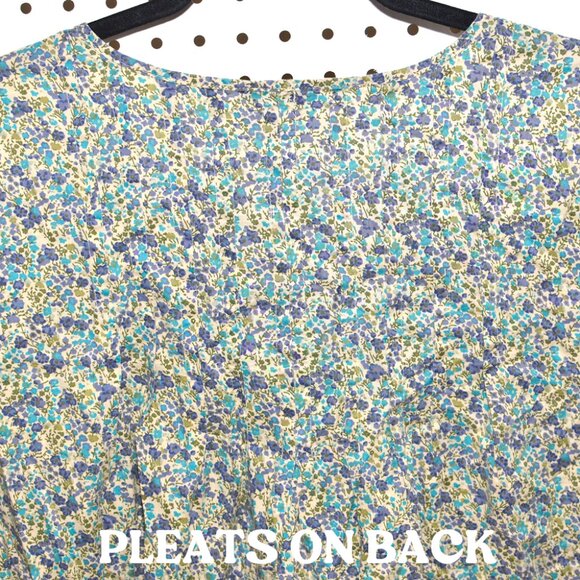 Plus Size XXL Old Navy Ditsy Floral Cotton Pleated Short Cap Sleeve Blouse Top - Picture 10 of 13